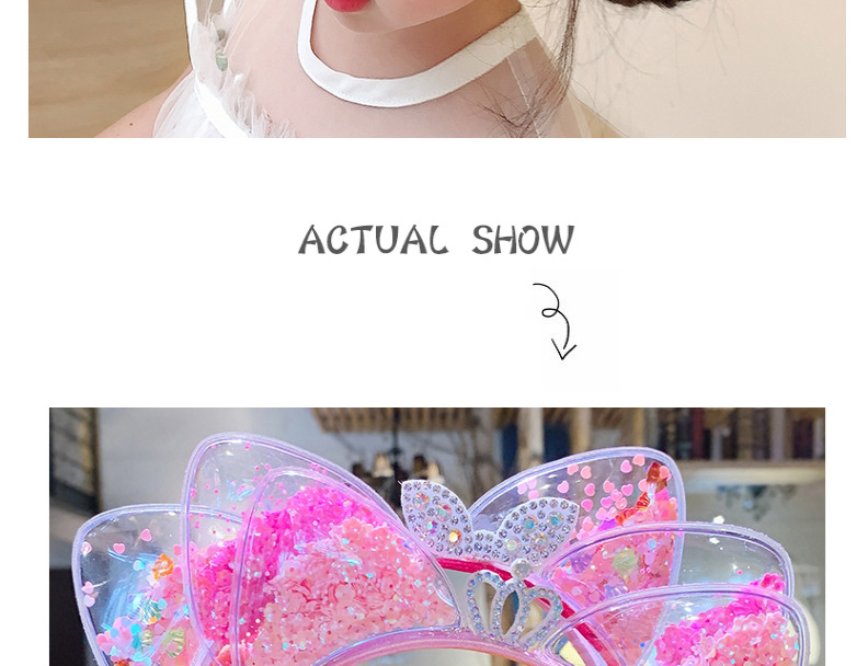 Fashion Pink Quicksand Crown Quicksand Crown Bow Cat Ears Children Headband,Kids Accessories