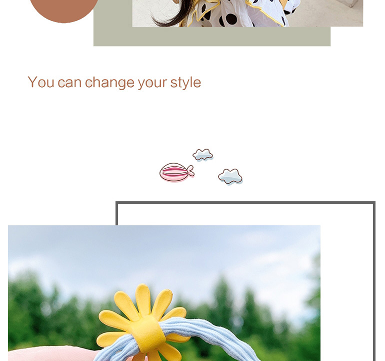 Fashion Yellow Flowers (set Of 5) Resin Animal Smiley Face Flower Children Hair Rope Set,Kids Accessories
