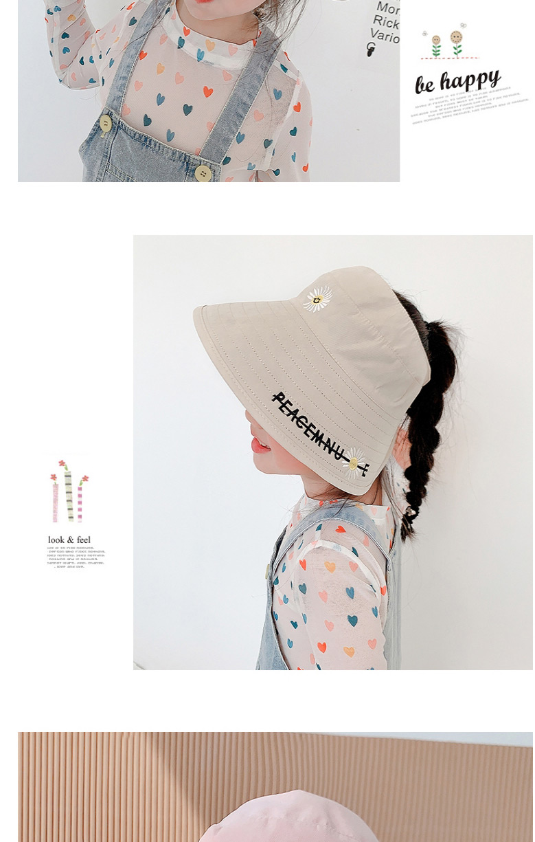 Fashion Little Dinosaur-pink One Size (adjustable) To Send Windproof Rope Head Circumference Is About 48cm-53cm (recommended 3-8 Years Old) Little Daisy Dinosaur Embroidery Letter Empty Top Childrens Sun Hat,Children