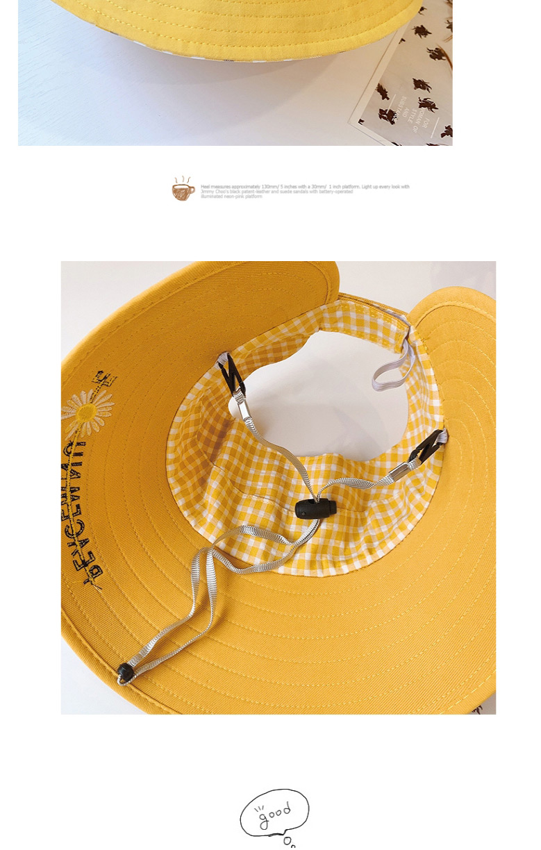 Fashion Small Daisy-orange One Size (adjustable) To Send Windproof Rope Head Circumference About 48cm-53cm (recommended 3-8 Years Old) Little Daisy Dinosaur Embroidery Letter Empty Top Childrens Sun Hat,Children