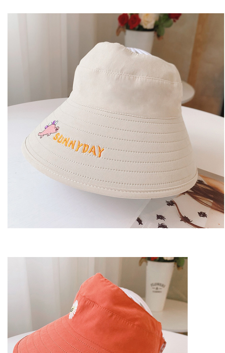 Fashion Small Daisy-beige One Size (adjustable) Send Windproof Rope Head Circumference Is About 48cm-53cm (recommended 3-8 Years Old) Little Daisy Dinosaur Embroidery Letter Empty Top Childrens Sun Hat,Children