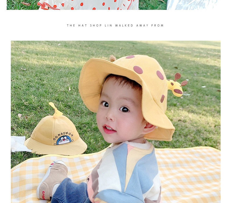 Fashion Pink About 47cm 6 Months To 2 Years Old Giraffe Print Tassel Children Sunscreen Fisherman Hat,Children