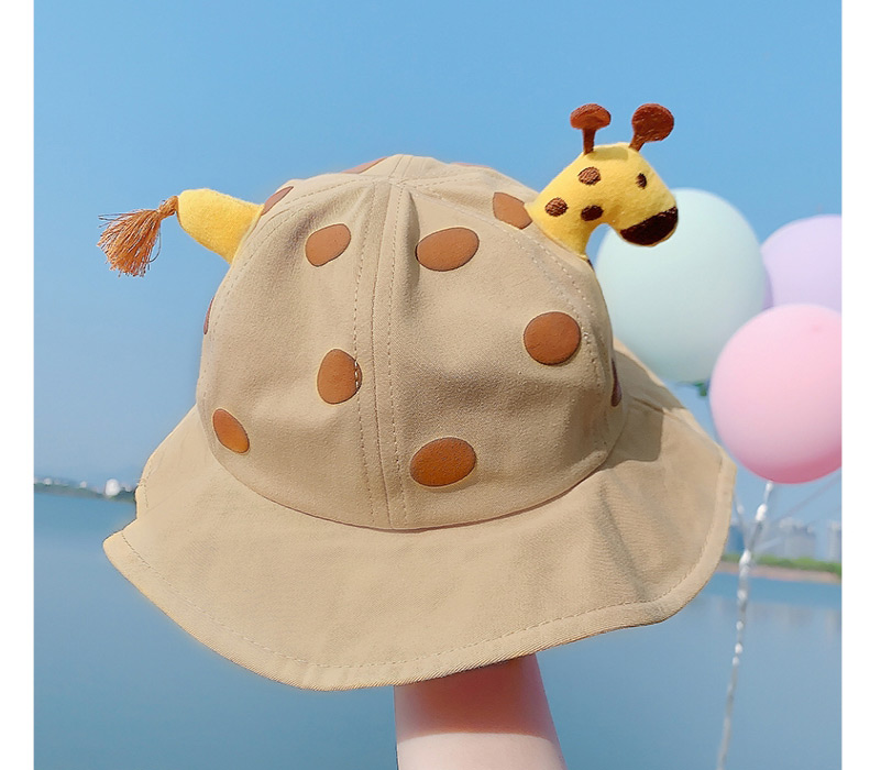Fashion Pink About 47cm 6 Months To 2 Years Old Giraffe Print Tassel Children Sunscreen Fisherman Hat,Children