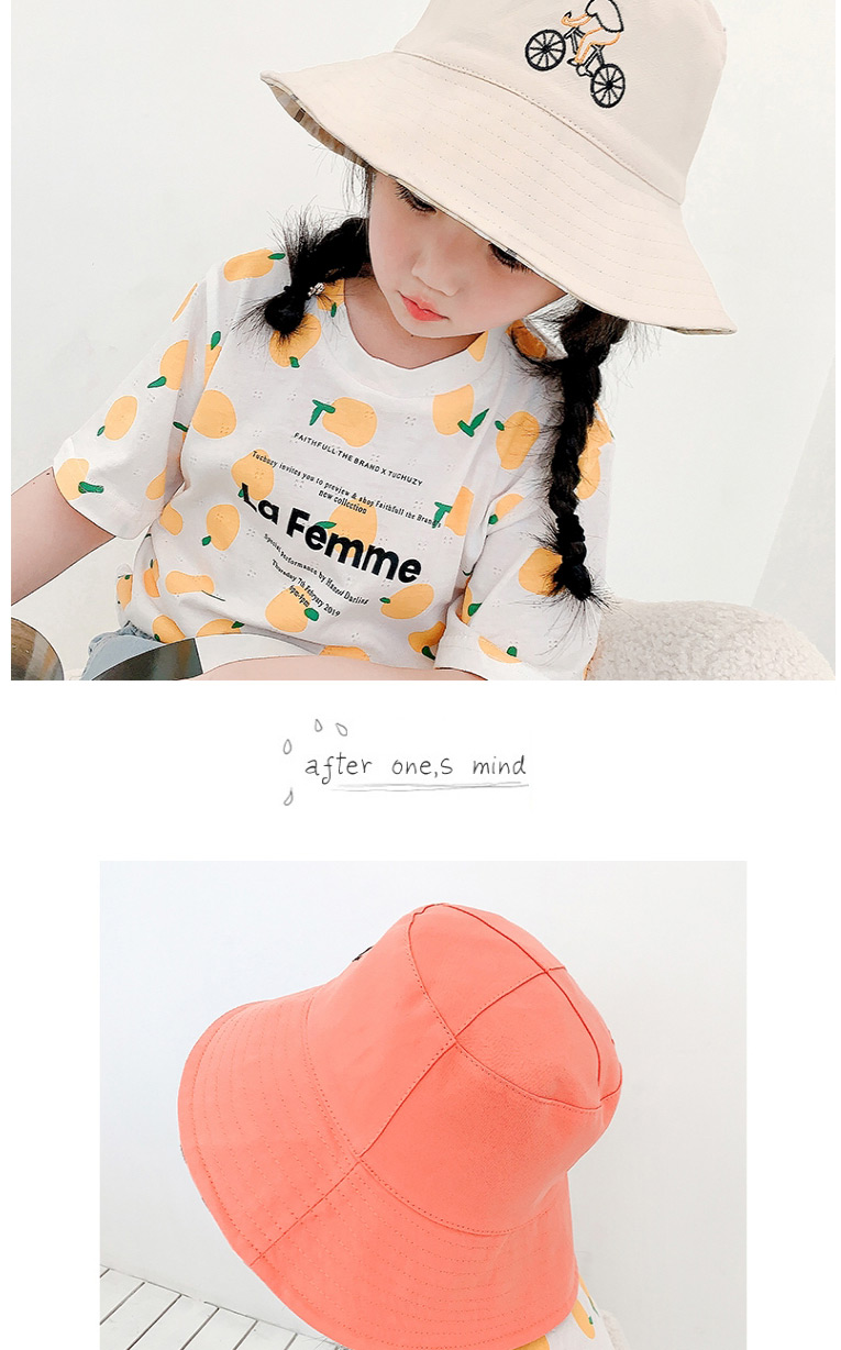 Fashion Letters-orange Head Circumference About 48-53cm 3-8 Years Old Alphabet Bicycle Embroidery Children Sunscreen Fisherman Hat,Children