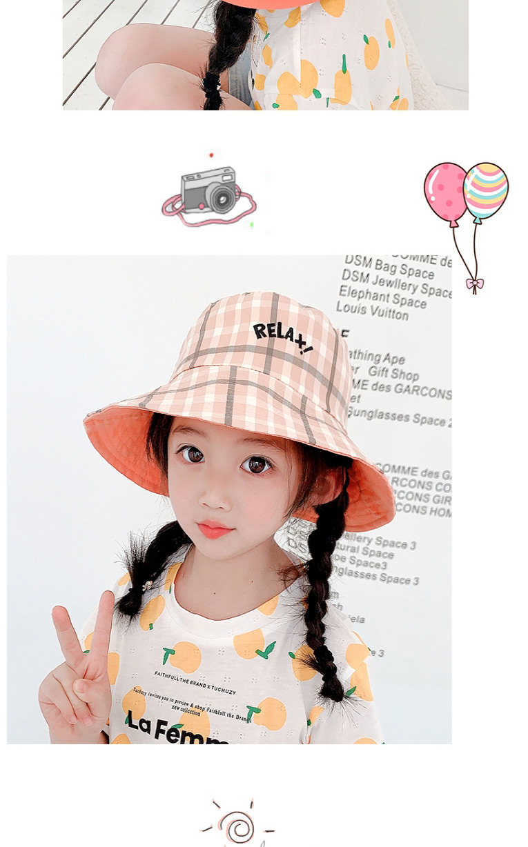 Fashion Letters-orange Head Circumference About 48-53cm 3-8 Years Old Alphabet Bicycle Embroidery Children Sunscreen Fisherman Hat,Children