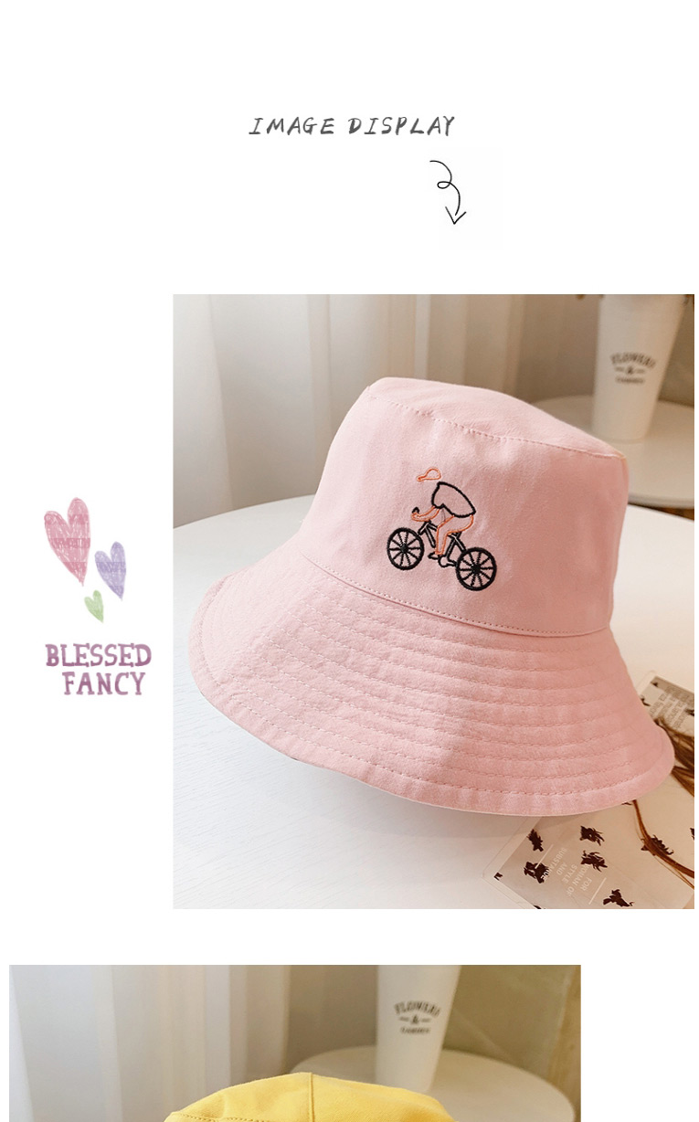 Fashion Letters-yellow Head Circumference About 48-53cm 3-8 Years Old Alphabet Bicycle Embroidery Children Sunscreen Fisherman Hat,Children