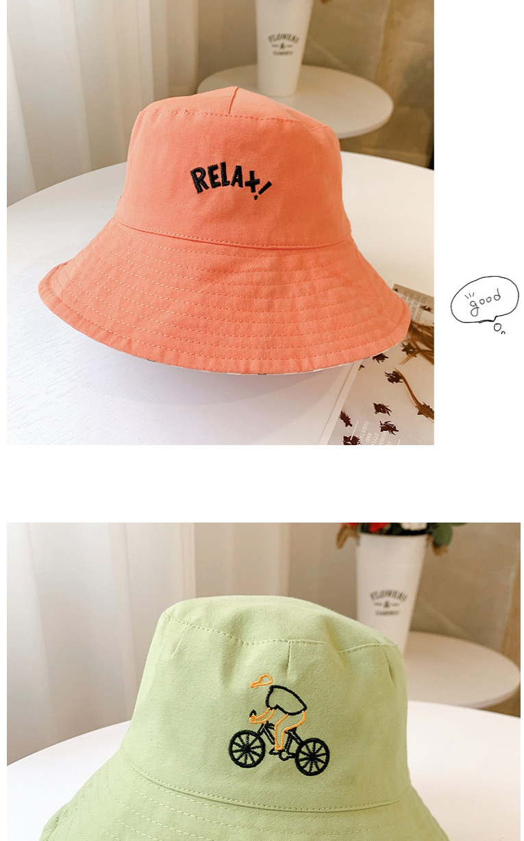 Fashion Letters-green Head Circumference About 48-53cm 3-8 Years Old Alphabet Bicycle Embroidery Children Sunscreen Fisherman Hat,Children