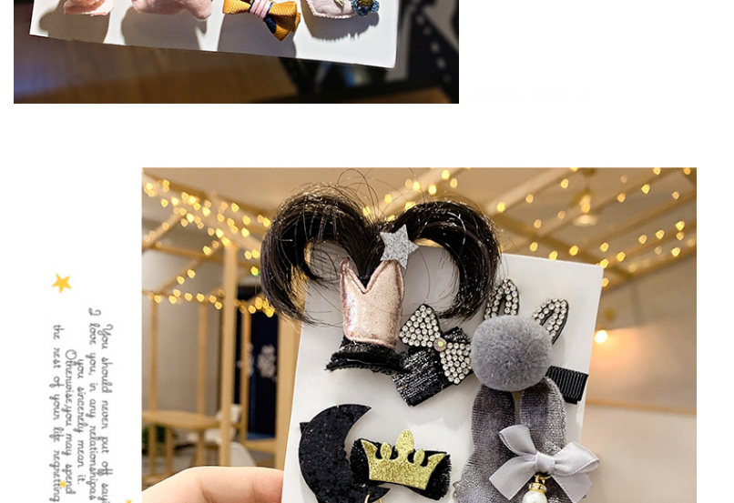 Fashion Crown 5-piece Set [5-piece Set] Hairpin Knitted Bow Flower Animal Smiley Children Hairpin,Kids Accessories