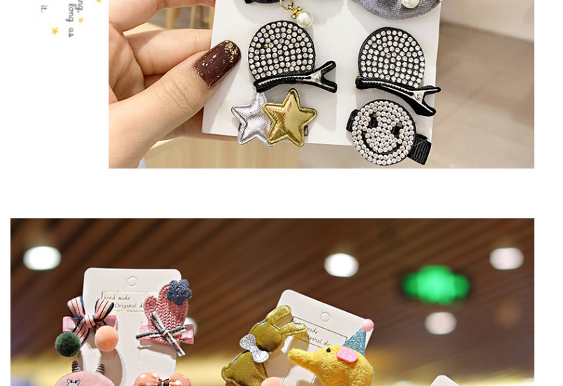 Fashion Cute Little Donkey [set Of 10] Sweater Knitted Bow Flower Animal Smiley Children Hairpin,Kids Accessories