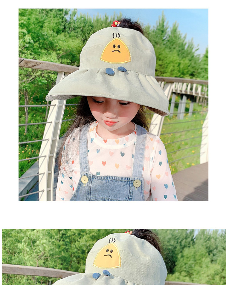 Fashion Green Childrens Sun Hat With Rice Ball Embroidery Printing Stitching,Children