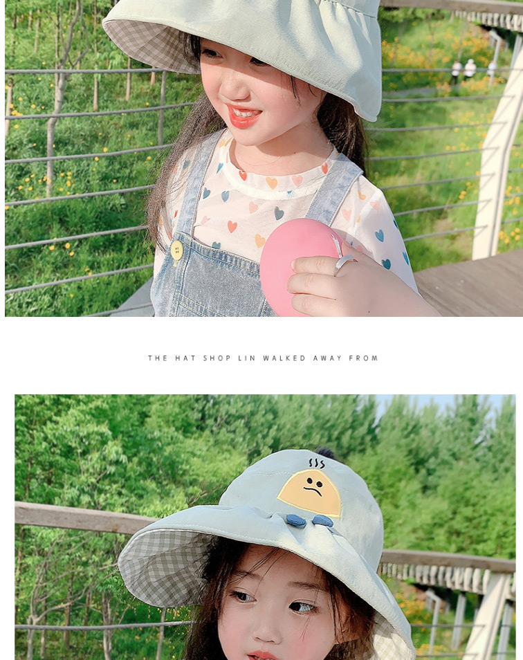 Fashion Pink Childrens Sun Hat With Rice Ball Embroidery Printing Stitching,Children