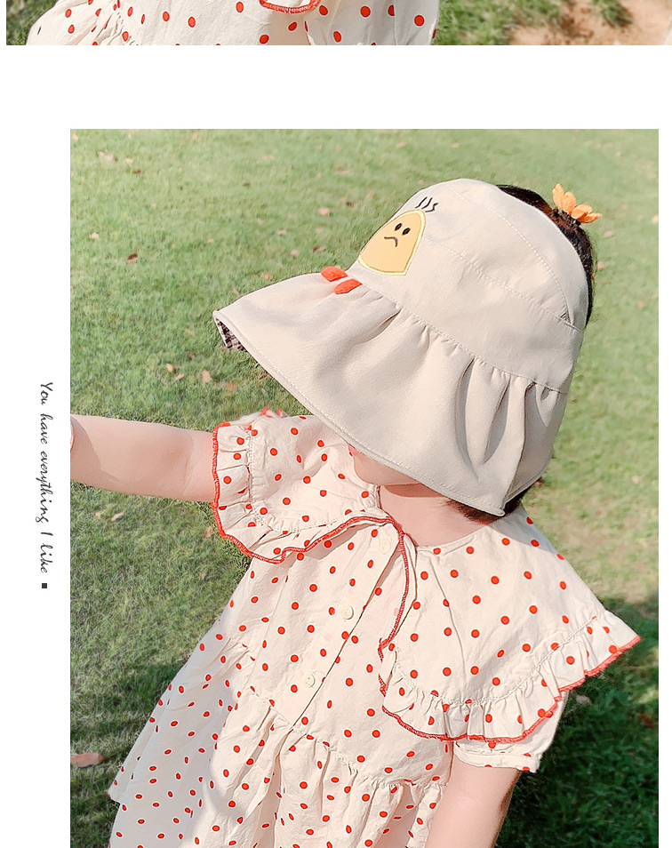 Fashion Yellow Childrens Sun Hat With Rice Ball Embroidery Printing Stitching,Children