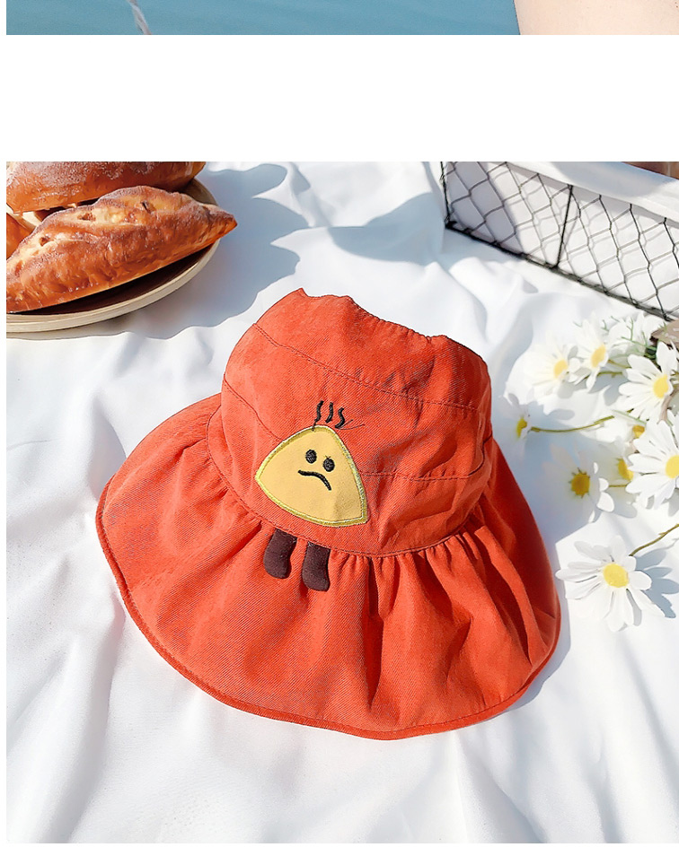 Fashion Pink Childrens Sun Hat With Rice Ball Embroidery Printing Stitching,Children