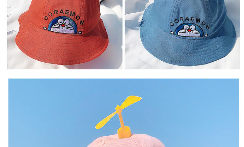Fashion Blue Cloth Cap Circumference About 50cm 8 Months To 4 Years Old Pinwheel Cat Embroidered Sunscreen Sun Shading Children Fisherman Hat,Children