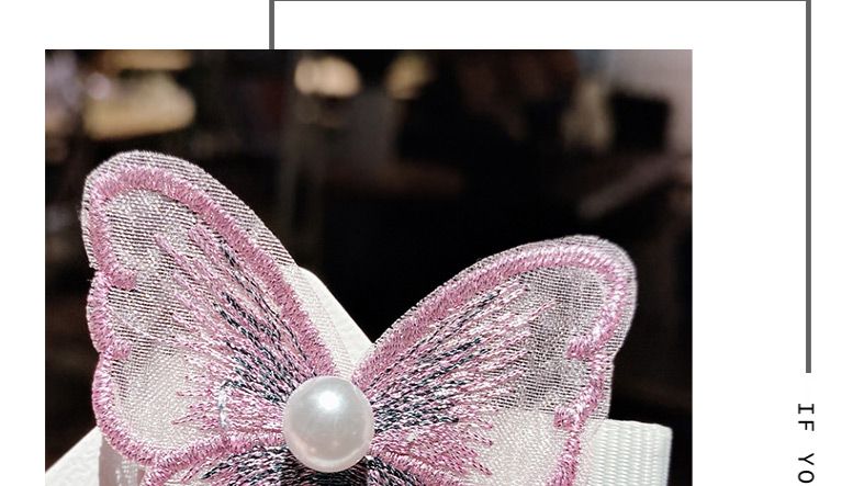 Fashion Pink Butterfly Mesh Embroidered Pearl Alloy Hair Clip,Kids Accessories