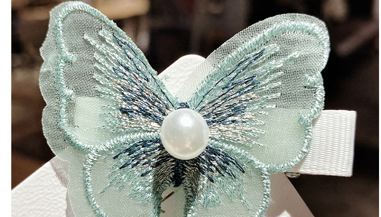 Fashion Gray Butterfly Mesh Embroidered Pearl Alloy Hair Clip,Kids Accessories