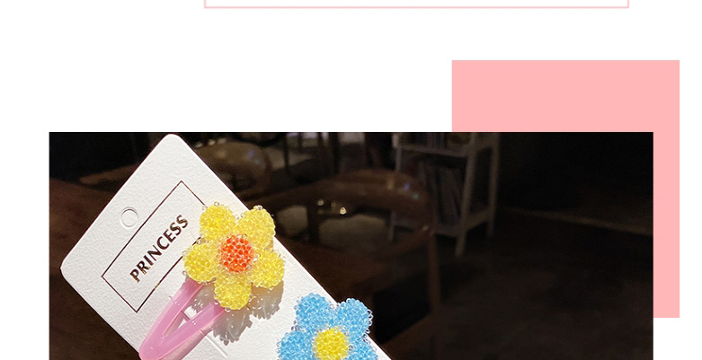 Fashion Pink Plaid Daisy#5 Piece Set Flower Butterfly Fruit Geometric Children Hairpin Set,Kids Accessories