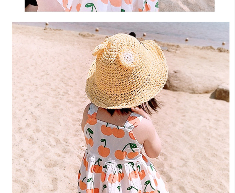 Fashion Lace Khaki Hat Circumference About 52cm 2 Years Old-5 Years Old Straw Cats Hitting Childrens Sunscreen Fisherman Hat,Children