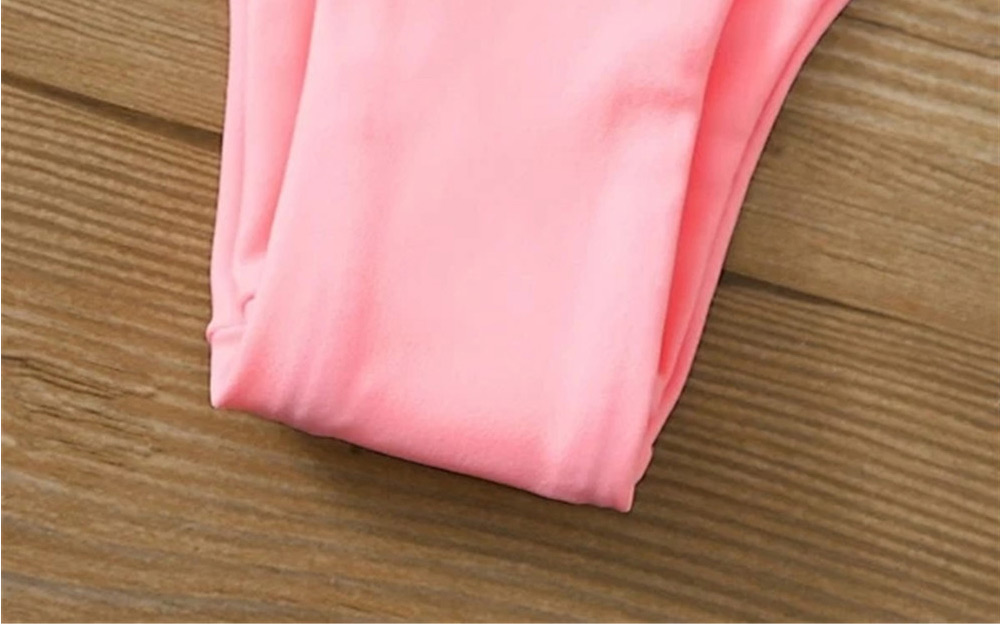 Fashion Pink Sweat Bandage Stitching Contrast Color Split Swimsuit,Bikini Sets