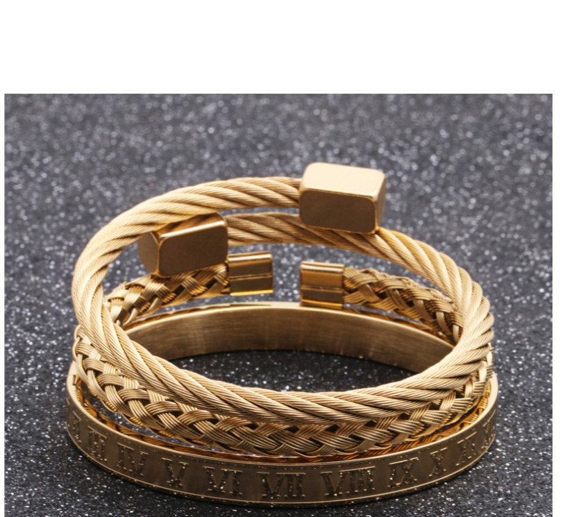 Fashion Golden Roman Alphabet Stainless Steel Mens Bracelet,Fashion Bangles