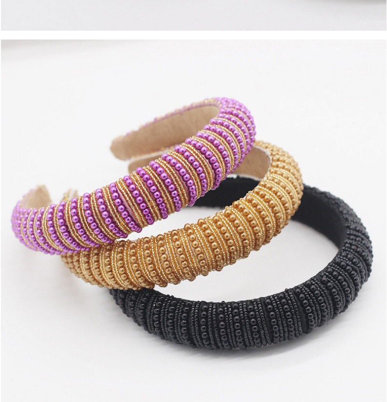 Fashion Purple Multicolor Rice Beads Braided Headband,Head Band