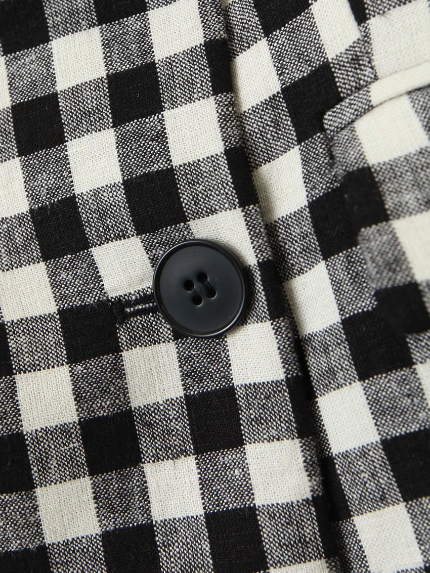 Fashion Lattice Black And White Check Suit Jacket,Coat-Jacket