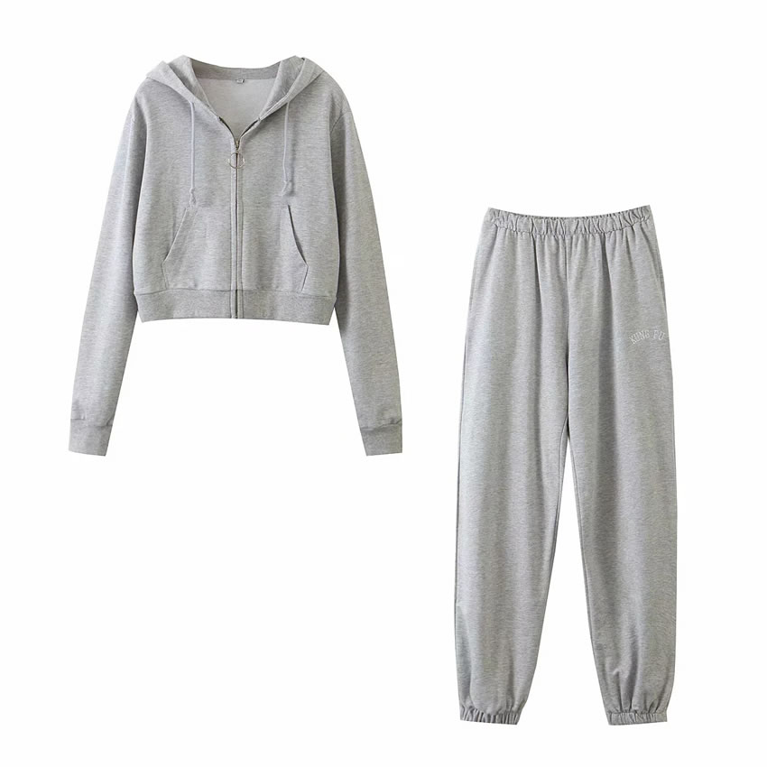 Fashion Gray Sports Sweater Elastic Suit Trousers,Pants