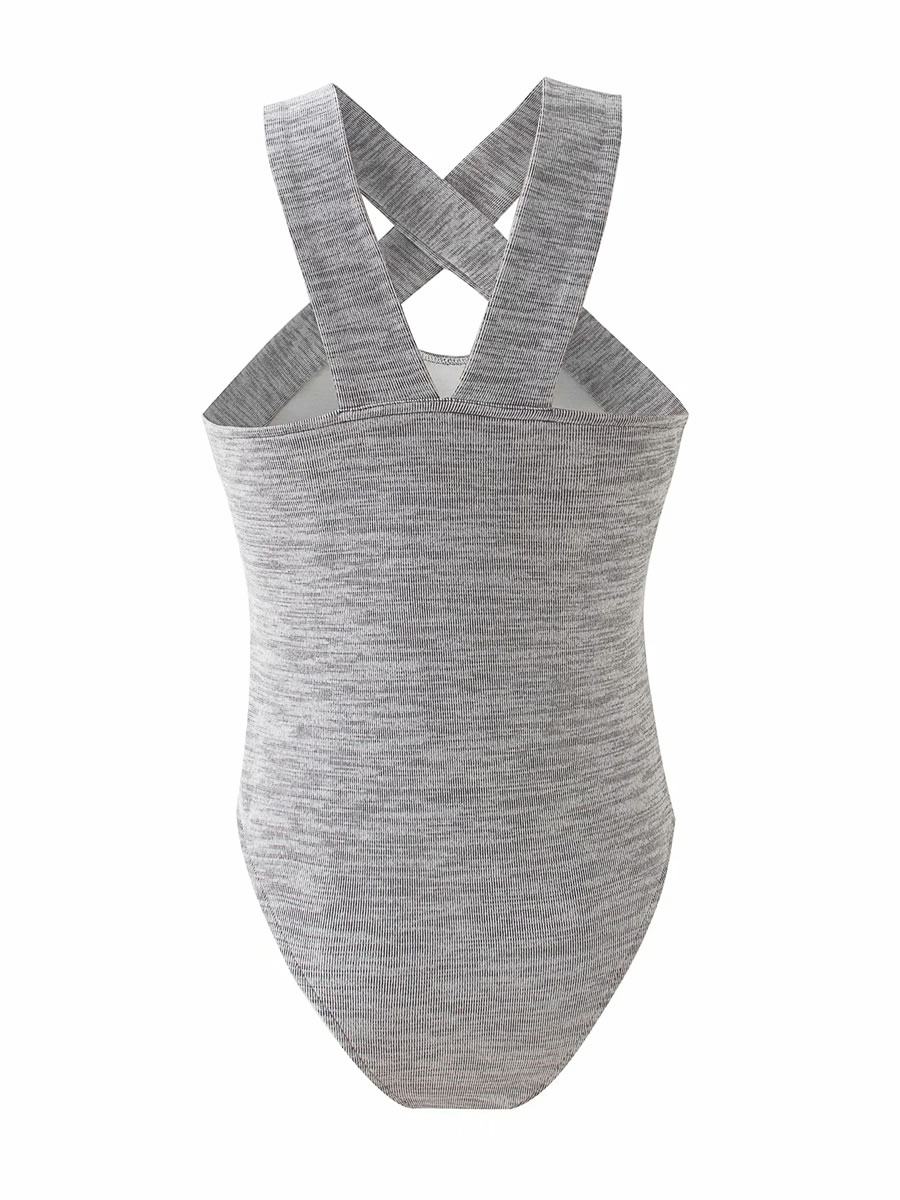 Fashion Gray Cross Cutout Leaky Jumpsuit,One Pieces
