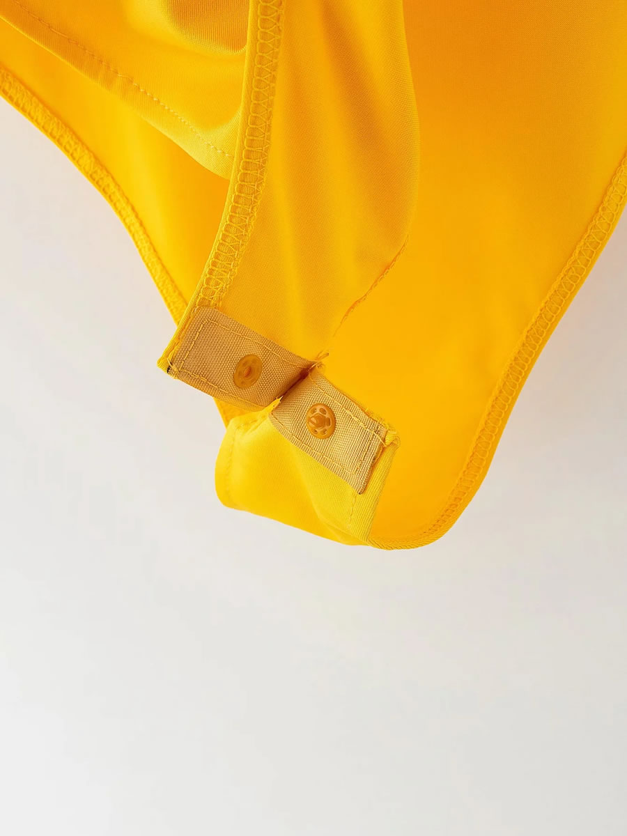 Fashion Orange Round Neck Suspender Bodysuit,One Pieces