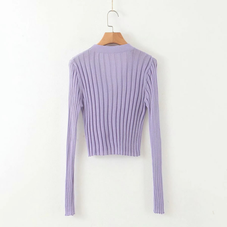 Fashion Purple Single-breasted Air-conditioning Sunscreen Sweater,Sunscreen Shirts
