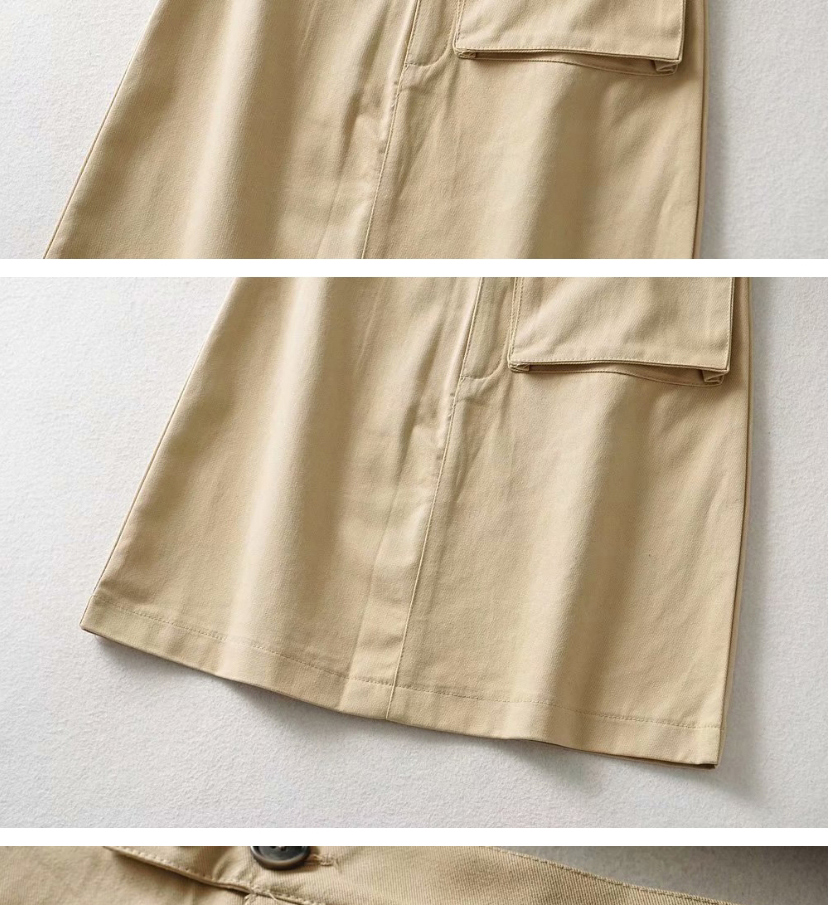 Fashion Beige Zip A-line Skirt,Skirts