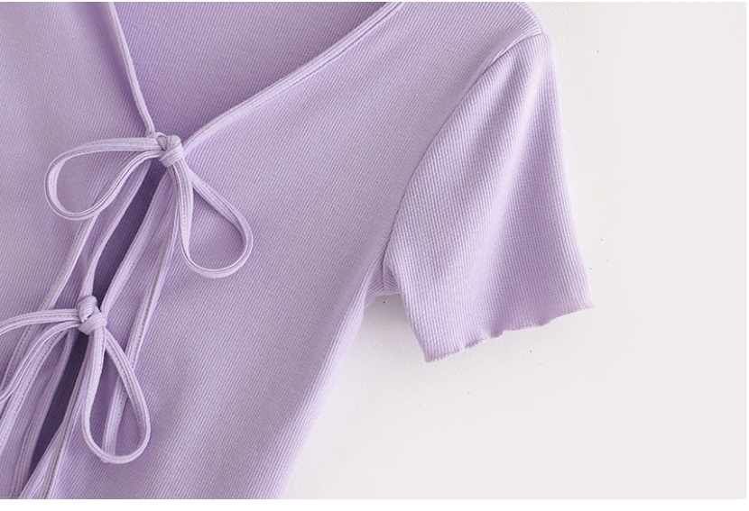Fashion Purple Bow Tie V Short Tie T-shirt,Tank Tops & Camis