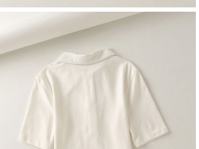Fashion Black Polo Collar Button Lapel Short Navel Shirt,Tank Tops & Camis