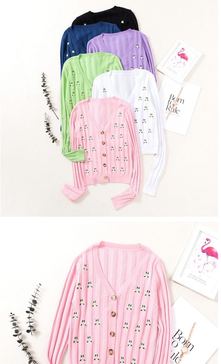 Fashion Pink Embroidered Hollow Embroidery Sweater Sweater,Sweater