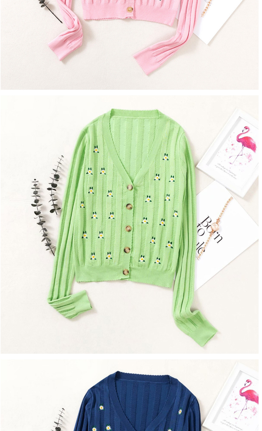 Fashion Green Embroidered Hollow Embroidery Sweater Sweater,Sweater