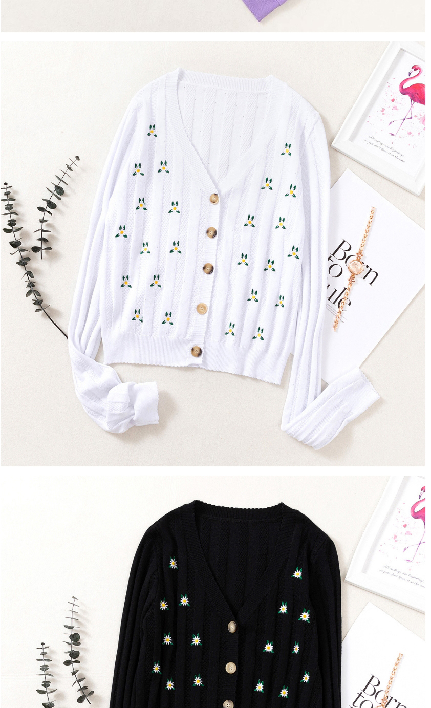 Fashion Black Embroidered Hollow Embroidery Sweater Sweater,Sweater
