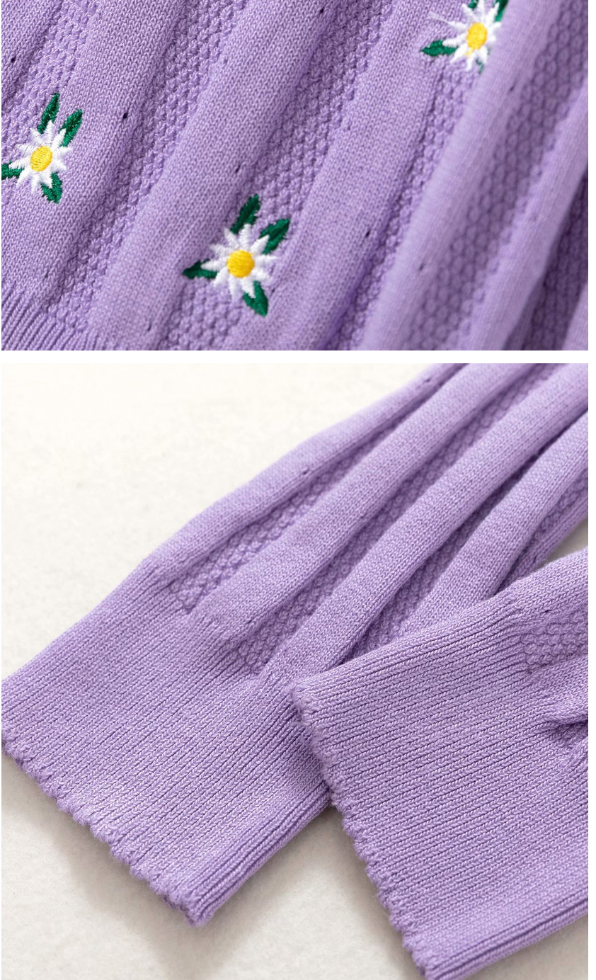 Fashion Purple Embroidered Hollow Embroidery Sweater Sweater,Sweater