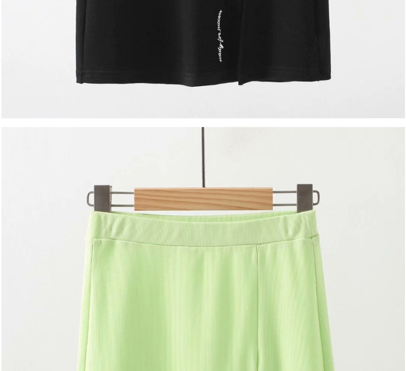 Fashion Green Letter Embroidered Split Skirt,Skirts
