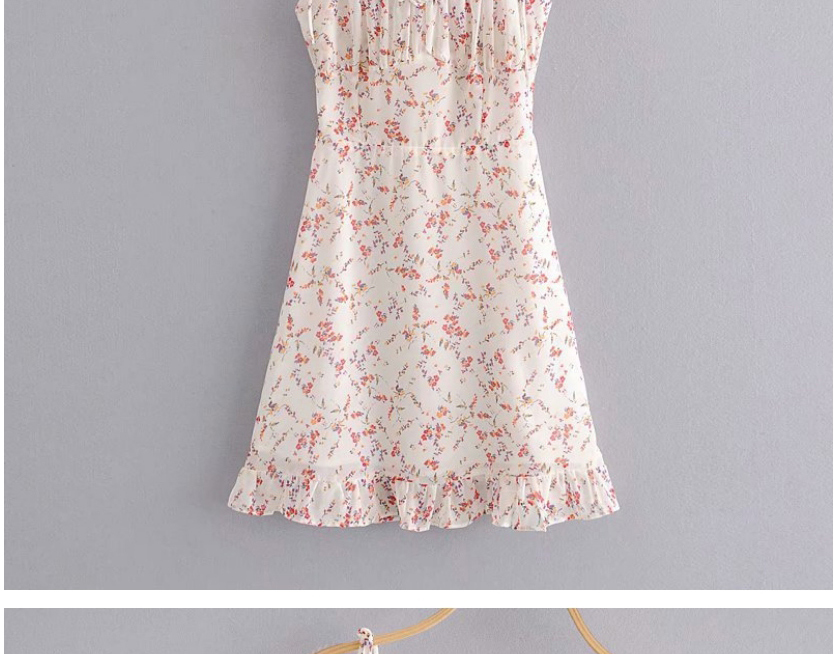 Fashion Pink Fungus Flower Print Sling Halter Dress,Mini & Short Dresses