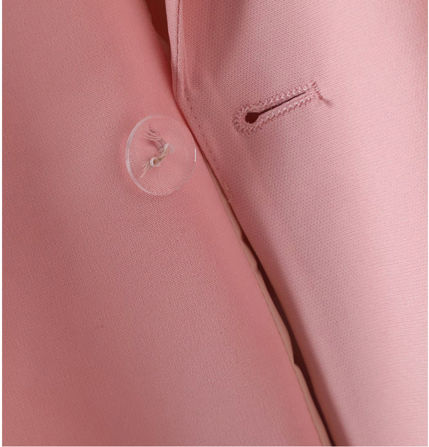 Fashion Pink Long Suit Jacket With Metal Buckle,Coat-Jacket