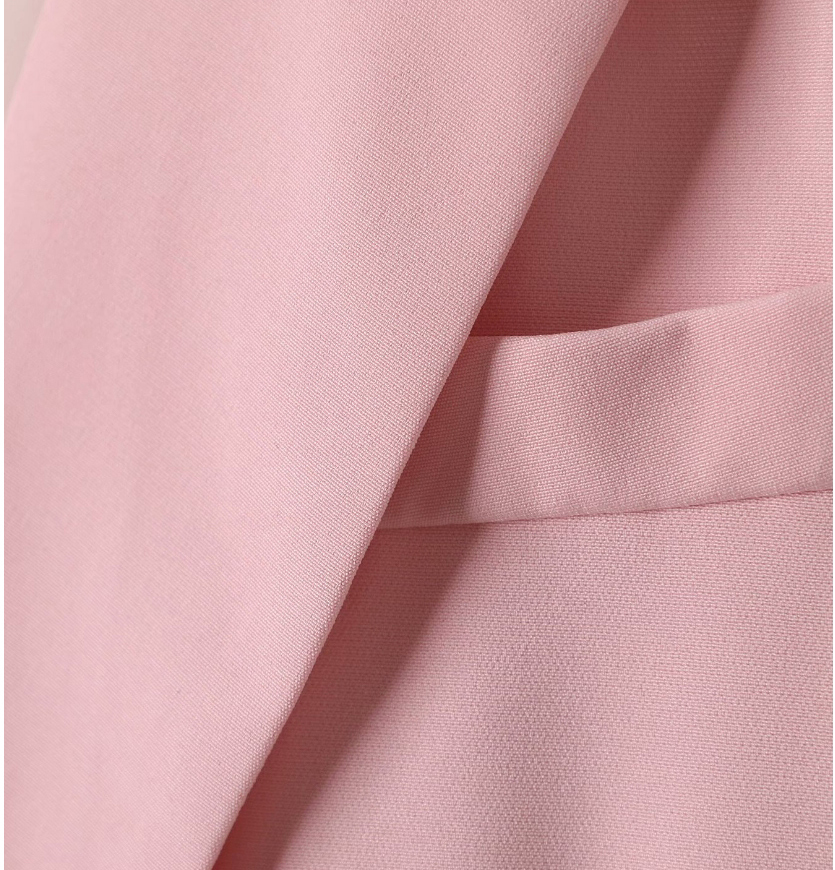 Fashion Pink Long Suit Jacket With Metal Buckle,Coat-Jacket