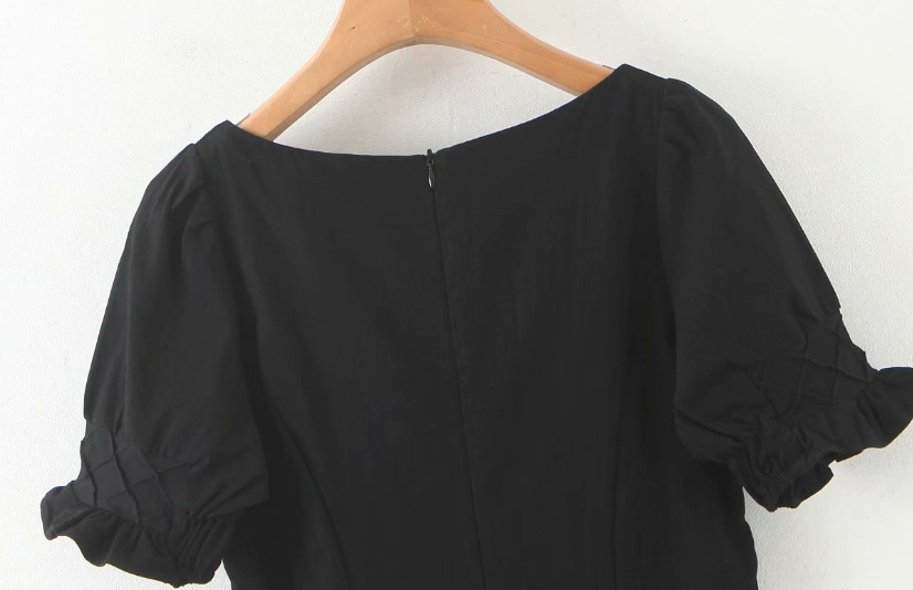 Fashion Black V-neck Fungus Short Sleeve Dress,Mini & Short Dresses
