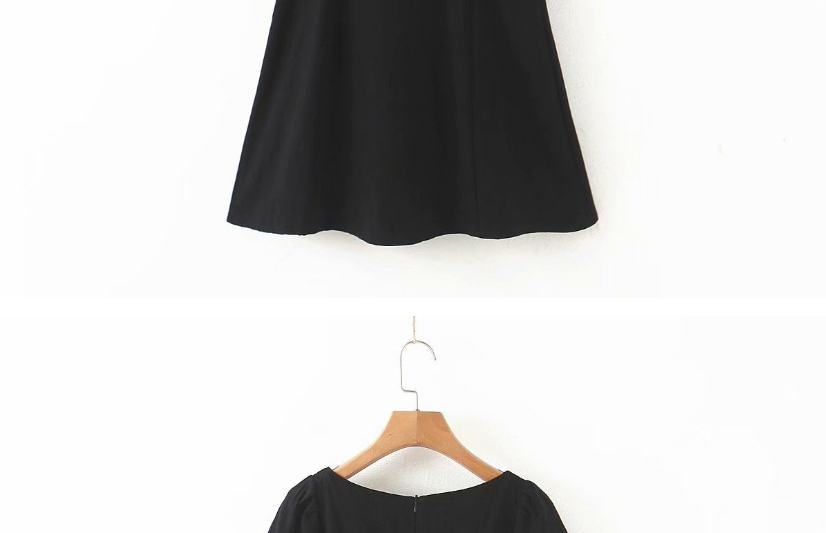 Fashion Black V-neck Fungus Short Sleeve Dress,Mini & Short Dresses