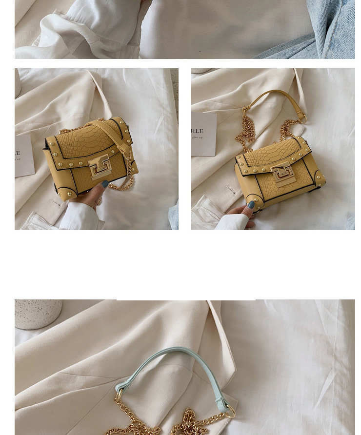 Fashion Green Crocodile Stud Chain Crossbody Shoulder Bag,Messenger bags