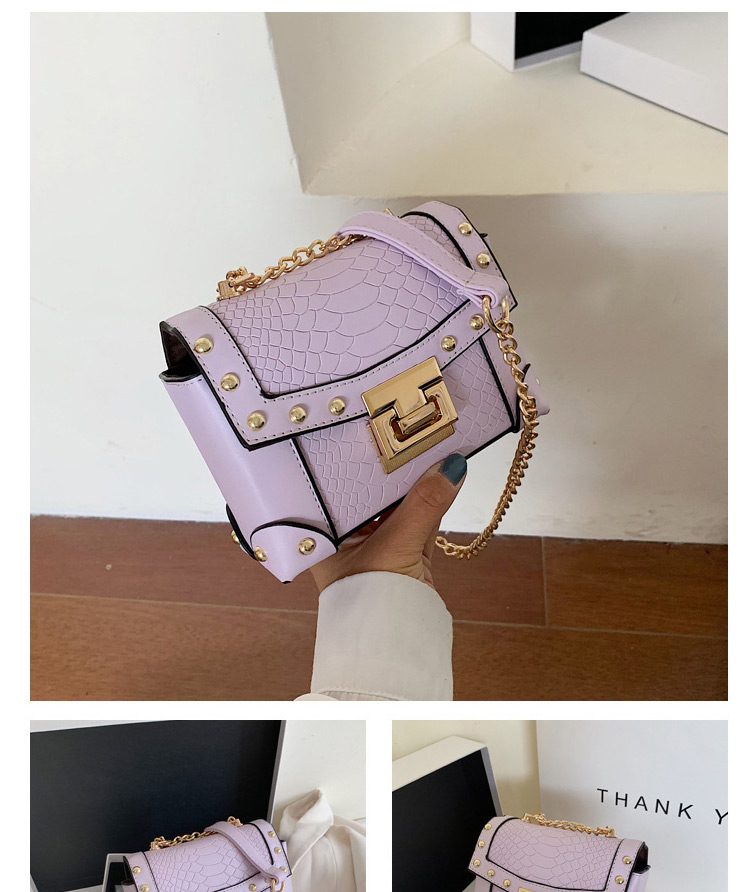 Fashion Purple Crocodile Stud Chain Crossbody Shoulder Bag,Messenger bags
