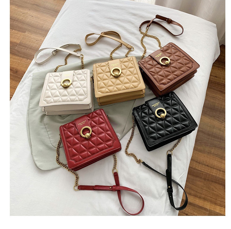 Fashion Red Wine Embroidered Thread Diamond Chain Cross Body Shoulder Bag,Messenger bags