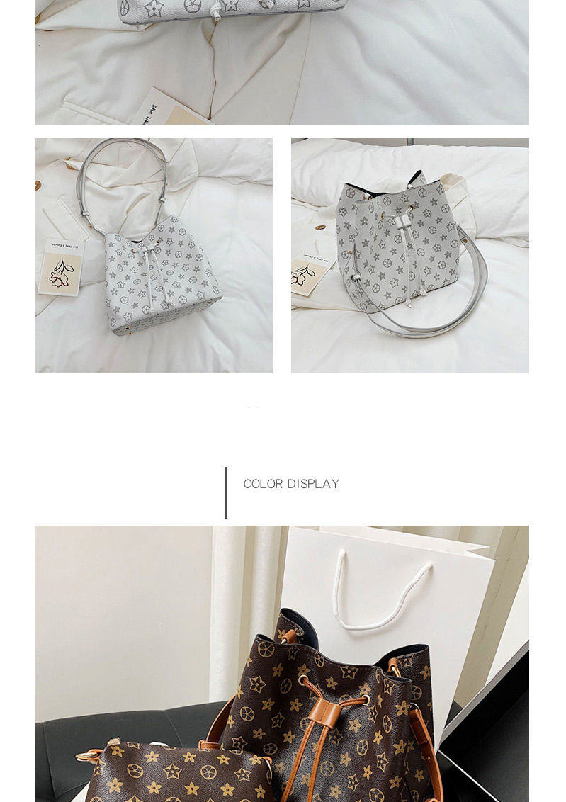 Fashion White Printed Drawstring Shoulder Bag,Messenger bags