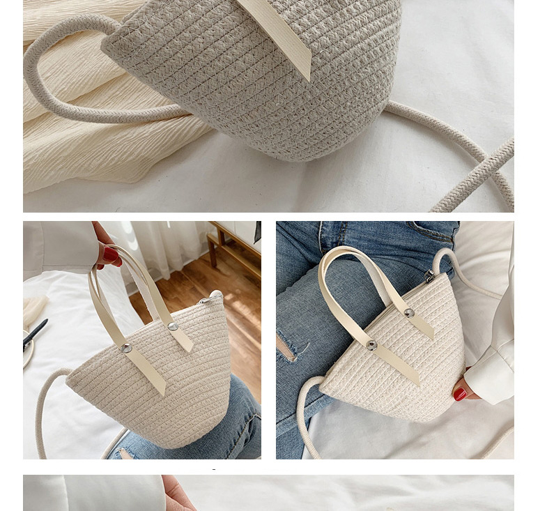 Fashion Color Line White Straw Contrast Shoulder Bag,Messenger bags