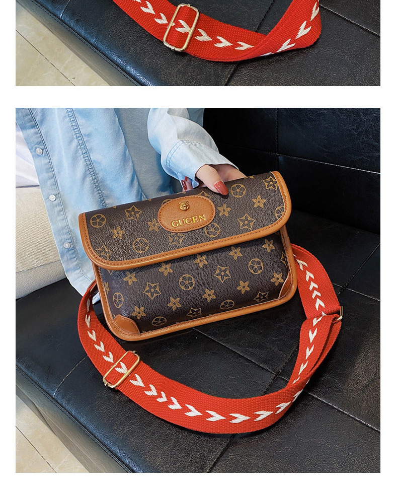 Fashion Khaki Broadband Printed Flip Shoulder Messenger Bag,Shoulder bags