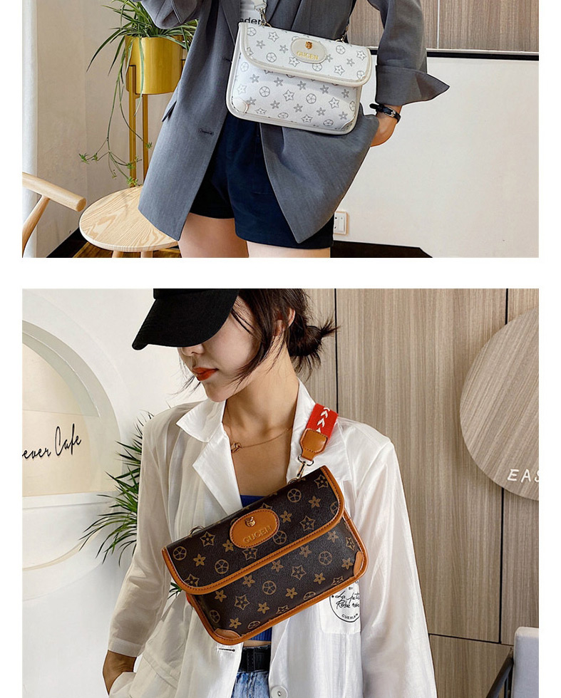 Fashion Khaki Broadband Printed Flip Shoulder Messenger Bag,Shoulder bags
